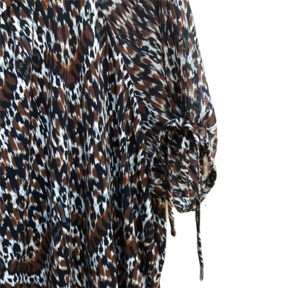 Lane Bryant Peasant‎ Tribal Zigzag Scoop Neck 3/4 Puff Sleeve Top Brown Sz 26/28 - Picture 8 of 12